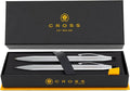 Cross Classic Century Engraved Ballpoint Pen and Pencil Set, Chrome, Slim Twist Action, Personalized Gift for Graduation, New Job, Retirement, Career Advancement, Cross Gift Box Included