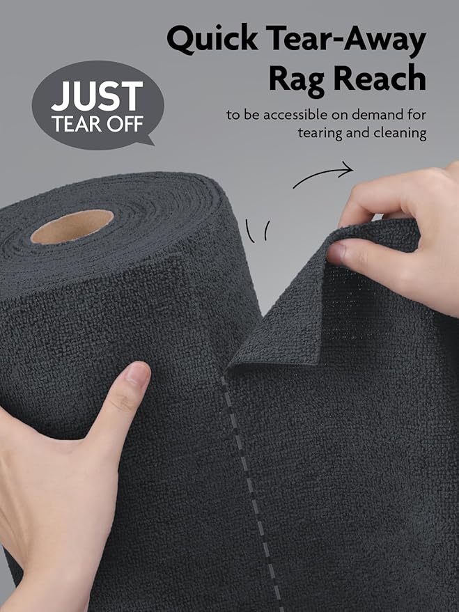 Fantasticlean Microfiber Cleaning Cloth Roll -30 Pack, Tear Away Microfiber Towels, 12" x 12", Reusable, Washable, Scratch Free, Ultra Absorbent for All-Around Cleaning Supplies (DimGray)