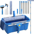 Creatyi 11PCS Window Cleaning Kit Washing Tool, Bucket 3 Gallon, 76 inch Long Handle Window Squeegee and Microfiber Scrubber,Equipped with Replaceable Squeegee and Scrubber for Home Business Use