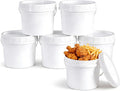 6 Pack 1 Gallon Plastic Buckets with Screw Lids & Handle, Food Grade Storage Containers for Kitchen, Freezer - Reusable White Plastic Bucket Set (White, 6pack 1Gal)
