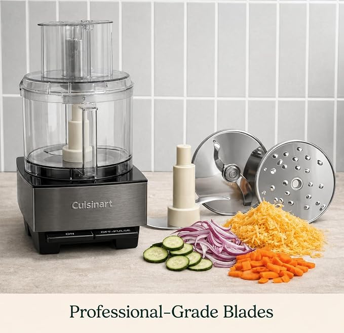 Cuisinart Food Processor 14-Cup Vegetable Chopper for Mincing, Dicing, Shredding, Puree & Kneading Dough, Black Stainless, DFP-14BKSY