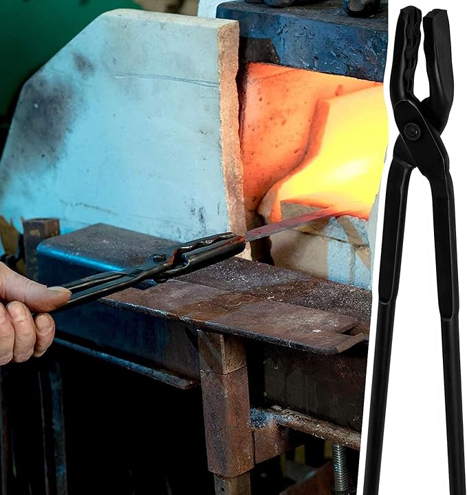 Blacksmith Tongs Set - Wolf Jaw & V-bit Tongs for Forging & Knife Making | Professional Blacksmith Tools for Bladesmiths, Beginner & Expert Blacksmithing