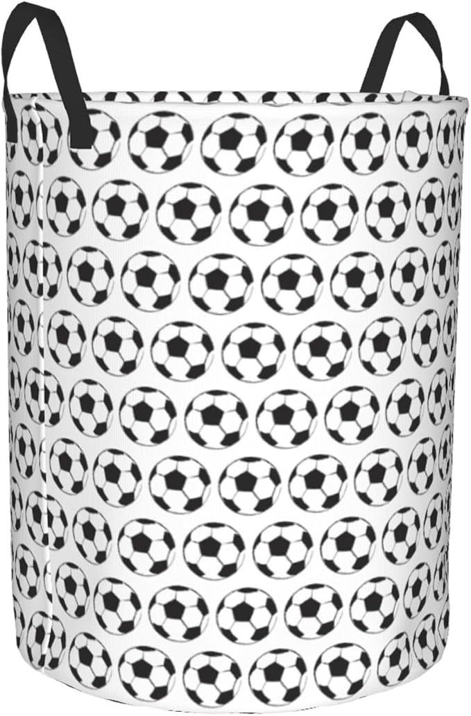 Soccer Football Laundry Hamper Laundry Basket Circular Hamper Dirty Clothes Storage with Handles