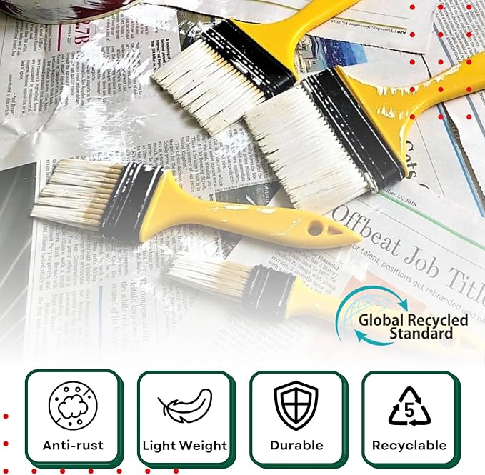 Not Chip Brush, Paint Brushes for Walls 3 inch 14 Pack, S.Chip Brush Never Lose Bristles - Small Package, 100% Plastic, for Paint, Glues, Stains and Completely Recyclable