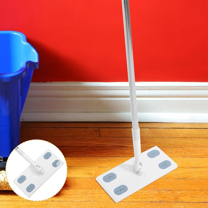 PartyKindom Dust Mop for Household Cleaning with Detachable Handle, Telescopic Electrostatic Dry Dust Mop Flat Floor Cleaner for Home Use, No-wash Replacement Cloth Compatible