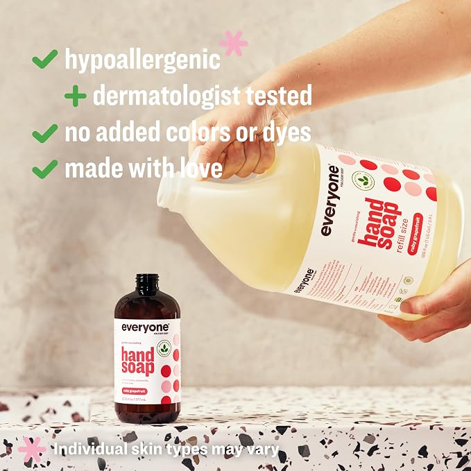 Everyone Liquid Hand Soap Refill, 1 Gallon, Ruby Grapefruit, made with Essential Oils for Kitchen and Bathroom
