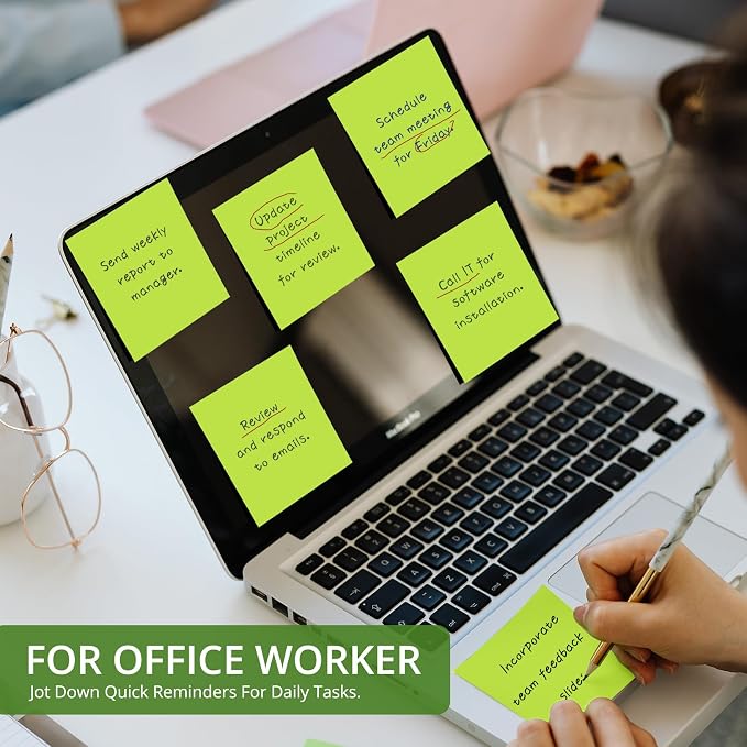 Sticky Notes, 36 Pads, 3x3 Inches Self-Stick Note Pads, Perfect for Office, Study, and Daily Life Organization - Green