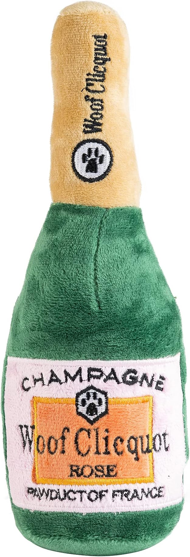 Haute Diggity Dog Woof Clicquot Rose', Plush Designer Dog Toys with Interactive Squeaker, Stimulating Pet Enrichment, Machine-Washable & Safe Materials for All Breeds, Size Large