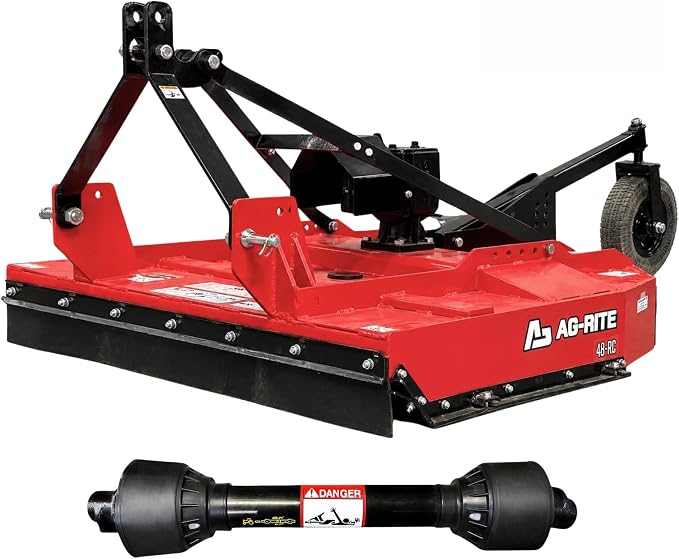 48 Inch Brush Hog Tractor Rotary Cutter with PTO, Fits 22-50 HP | Cat 1 & 2, Heavy Duty 3 Point PTO Rotary Mower, 6 Gauge Steel Deck, Slip Clutch Driveline, Cuts 2 Inch Brush
