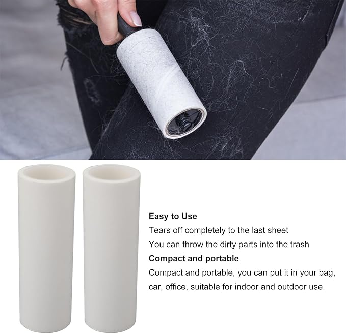 Pilipane Sticky Lint Roller Refills 5pcs Portable Multipurpose Hair Removal for Pet Hair 9 Inch Rollers Suitable for Furniture Clothes Cars and Carpets (12 Inch)