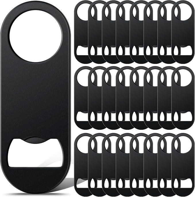 Bottle Openers Stainless Steel Flat Bottle Opener Bulk 3.4 x 1.3 Inches Bartender Beer Key Soda Can Mini Speed for Kitchen, Bar or Restaurant (Black,25 Pcs)