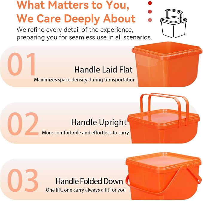 Bucket with Lid - 4 Packs Square Clear Plastic Storage Containers, Food Safe with Handle, Airtight Pressure Lids for Kitchen & Home (Mixed Colors, 1.3 gal)