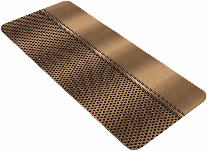 Brown Metal Hole Bathroom Runner Rugs Non Slip Washable Absorbent Narrow Long Bath Mat Modern Copper Net Eye Hole Pattern Runner Rugs for Kitchen Hallway Bedroom Laundry Study Room 19.7"x63"