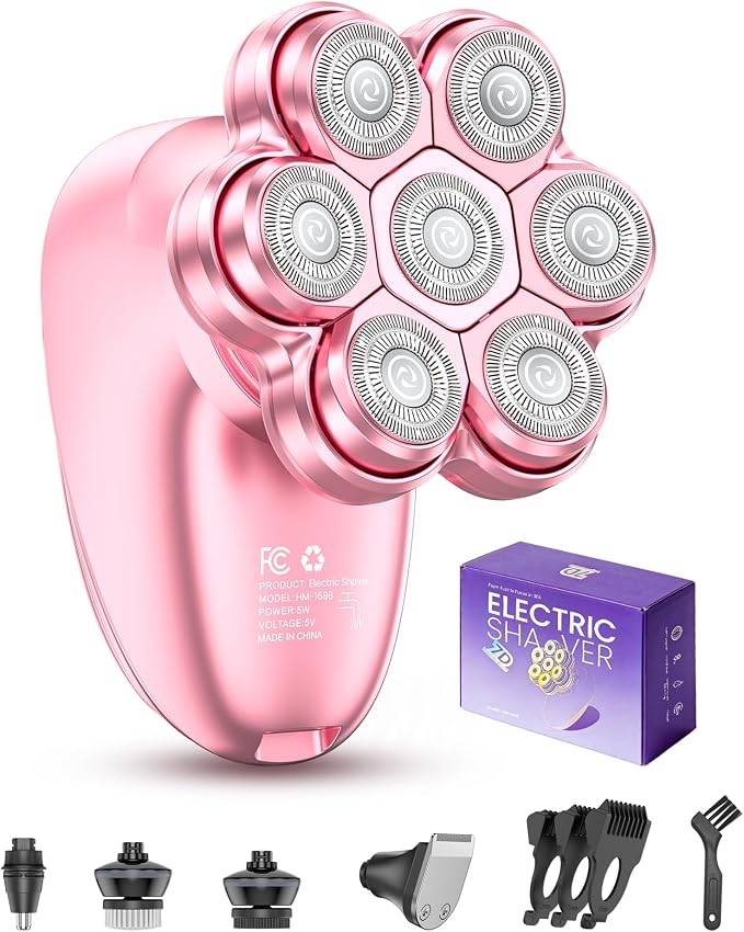 Electric Razors for Women, 5-in-1 Womens Electric Shavers for Legs, 7D Waterproof Wet Dry Travel Body Hair Remover Bikini Shavers for Lady Face Underarms Public