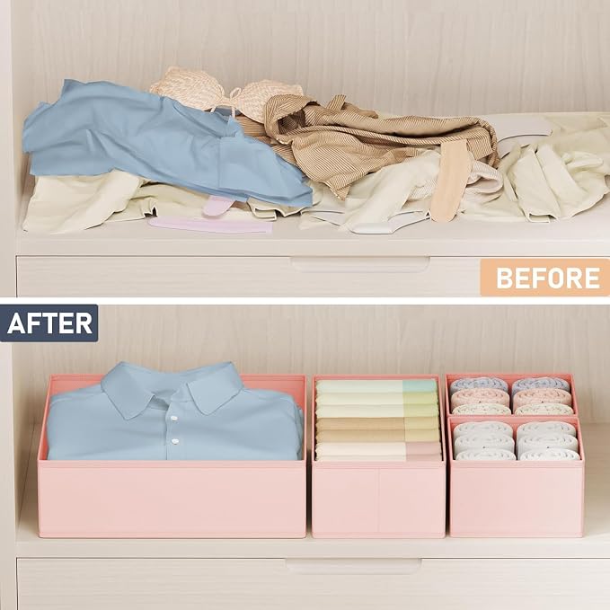 DIMJ Drawer Organizer Clothes 26 Pack - Foldable Baby Organizers and Storage Dresser Organizer for Bedroom, Closet Nursery Organization Dresser Dividers for underwear, Sock, Bra, Belt, Tie