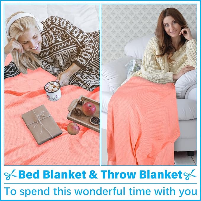 Vikumond Turkish Beach Towel Blanket Oversized 88x82 Inch Quick Dry Coral | Lightweight Compact Portable Sand Free Absorbent Boho Woven Throw for Pool Swimming Picnic Camping Cruise Outdoor Essentials