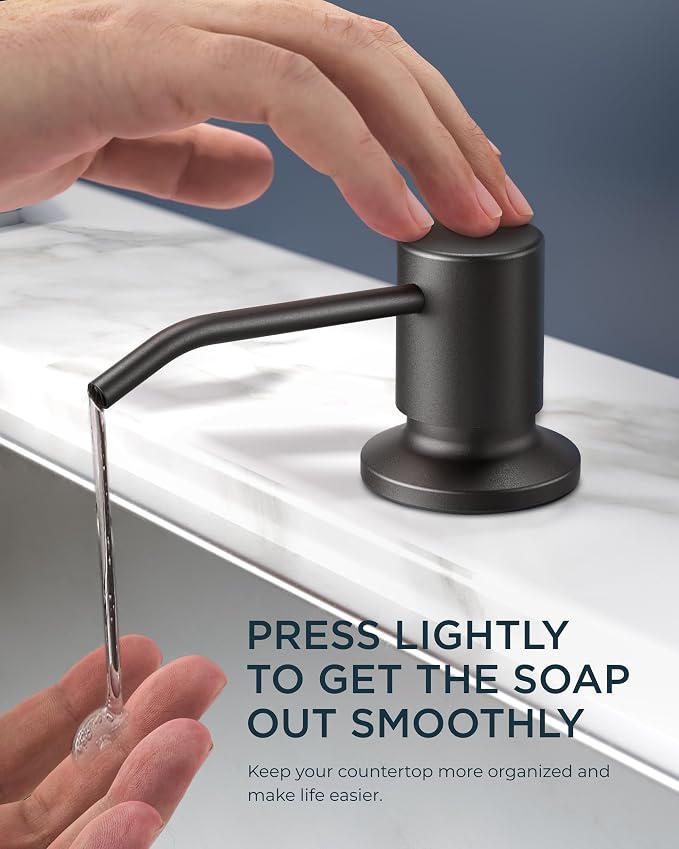 FORIOUS Black Kitchen Faucet with Soap Dispenser, Single Handle Stainless Steel Transitional Sink Faucet with Pull Down Sprayer 1 or 3 Hole, Suitable for Farmhouse Laundry Camper RV Bar