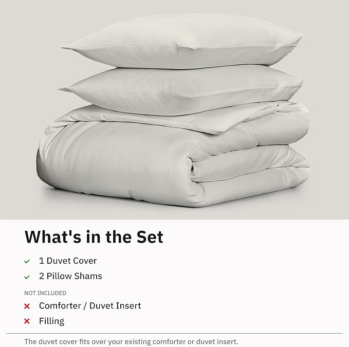 California Design Den 3 Pc King Size Duvet Cover Set -Winner Good Housekeeping Best Bedding Awards 2025, 400 Thread Count Sateen 100% Cotton Bedding Duvet Covers - Ivory (Pale Tone)