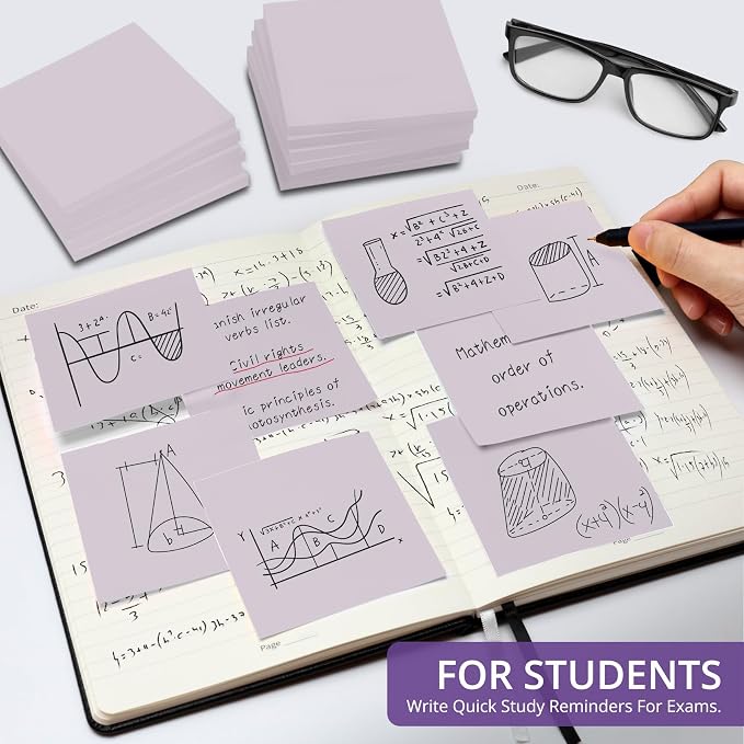 Sticky Notes, 36 Pads, 3x3 Inches Self-Stick Note Pads, Perfect for Office, Study, and Daily Life Organization - Purple