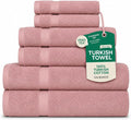 SALBAKOS 100% Turkish Cotton Bathroom Towel Set of 6-Piece, Rose | 630 Gsm Thick Super Soft Highly Absorbent 2 Bath + 2 Hand + 2 Washcloth Towels Sets, Giftable, Hotel Quality, Made in Turkey