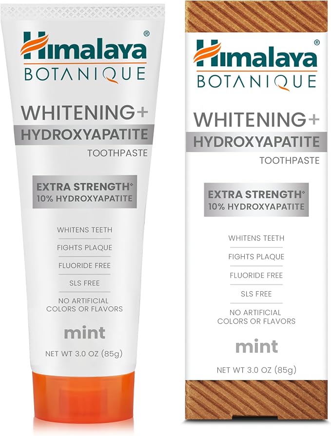 Himalaya Botanique 10% Nano Hydroxyapatite Toothpaste, Mint, 3 oz | nHA Hydroxyapatite Supports Enamel Strength & Integrity, Fluoride Free, Great for Sensitive Teeth, Whitening, SLS Free, Vegan