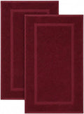 SALBAKOS 2-Piece 100% Turkish Cotton Bath Mat Towel, 20x34 inch, Wine | Bathroom Floor Towels, Thick Soft Most Absorbent Quick-Dry Durable Large Size Foot Rug, Premium Hotel Quality Made in Turkey