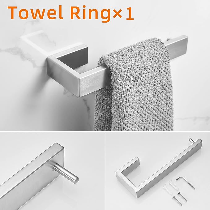 Fapully 5 Piece Bathroom Hardware Set Stainless Steel Wall Mounted Bathroom Accessories Set,Brushed Nickel Finished