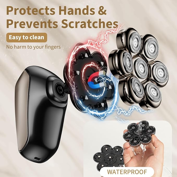 SHPAVVER Head Shavers for Bald Men: 5-in-1 Upgraded Electric Razor - IPX7 Waterproof Shaving Grooming Kit for Balder - Turbo Speed & Precision Blades Valentine's Day (Ink Black)