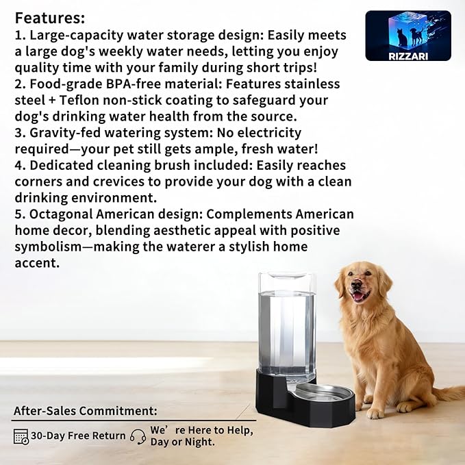 Sfozstra 9L Lagre Gravity Dog Water Dispenser: Multi Pet Hydration | Long Lasting Water Supply /Multi Pet Homes /No Filter Use / Home Kennel Garage Outdoor Use/Easy Maintenance