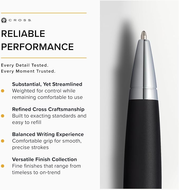 Cross Calais Matte Black Ballpoint Pen - High-End Pen for Everyday Use - Professional Desk Essential - Smooth Writing - Durable Construction - Black Ink - Gift Box Included