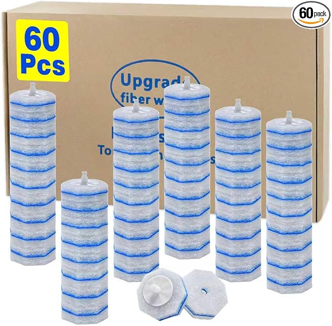 60pcs Disposable Toilet Brush Head Refills Compatible With Clorox System,Upgrade Fiber Cleaner Heads for Closestool .(not included brush rod)