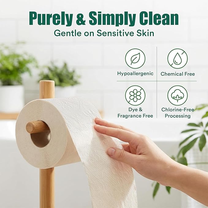 Eco Soul Premium Bamboo Toilet Paper 3 Ply | 36 Mega Rolls | 300 Sheets Each | FSC Certified Hypoallergenic, Textured & Skin-Friendly Septic-Safe Soft Bathroom Tissue Eco-Friendly Chemical & Dye Free