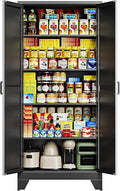 75" H Metal Storage Cabinet with 2 Doors and 4 Shelves,Tall Kitchen Pantry Cabinets,Farmhouse Utility Pantry Organizers for Cupboard/Dining/Bathroom/Home Office/Garage Room,Black