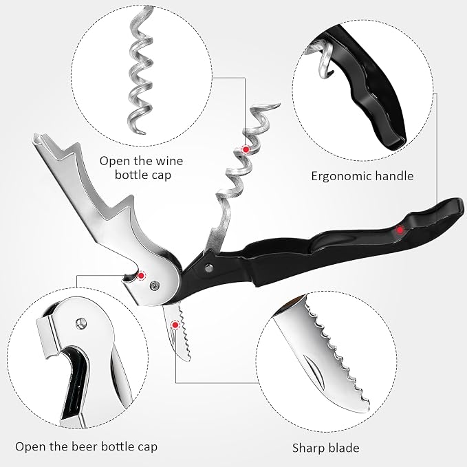 Honoson 40 Pcs Wine Key Opener Corkscrew Bottle Wine Opener Waiter Metal Heavy Beer Corkscrew Serrated Foil Cutter Key for Home Restaurants Bars Waiter Bartenders (Black,White)