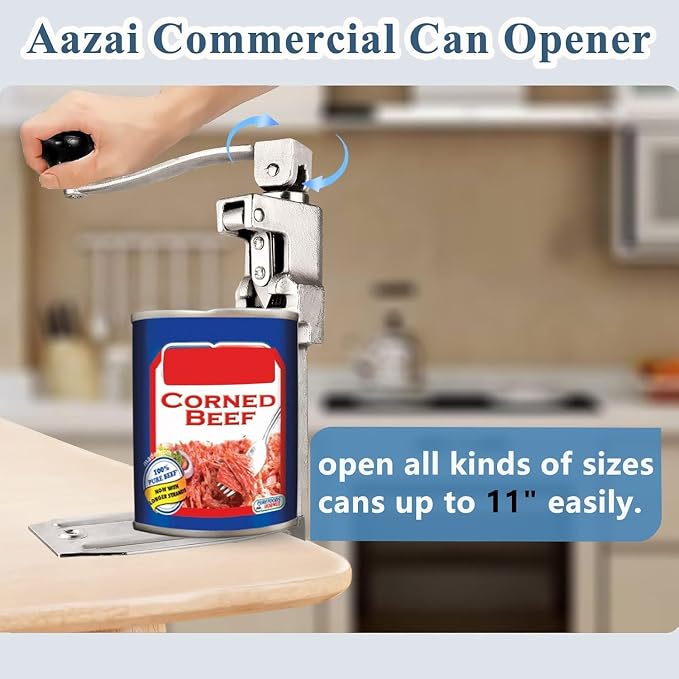 Commercial Manual Counter-Mounted Can Opener Heavy Duty for #10 Cans | Industrial Can Opener for Big Cans Up to 11" – Stainless Steel Blade & Base – Compatible with 11100–Restaurant & Home Kitchen