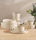TheTerra Ceramic Dinnerware Sets for 6, 18 Pieces Porcelain Lightweight Plates and Bowls Sets, Scratch Resistant Dish Set, Oven & Microwave & Dishwasher Safe, Matte White