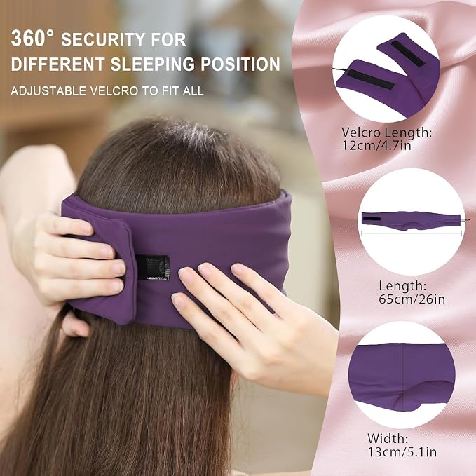 LC-dolida Bluetooth 5.4 Sleep Mask, Ice Silk Sleep Headphones for Side Sleepers, Adjustable Blackout Eye Mask with Bluetooth Headphones, Ultra-Soft Sleeping Mask for Women & Travel (Purple)
