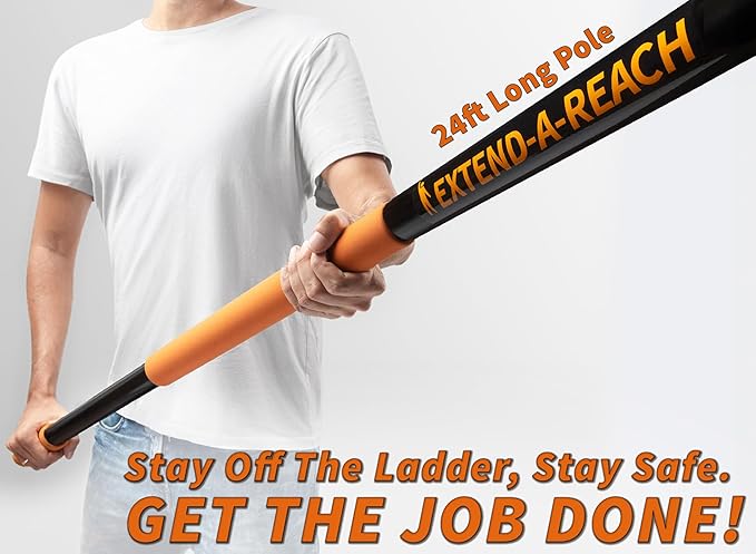 30 Foot High Reach Duster Kit with 5-24 ft Extension Pole // High Ceiling Dusting and Window Cleaning Kit with Telescopic Pole // Baseboard and Wall Washer Mop, Squeegee, Fan Blade & Cobweb Dusters