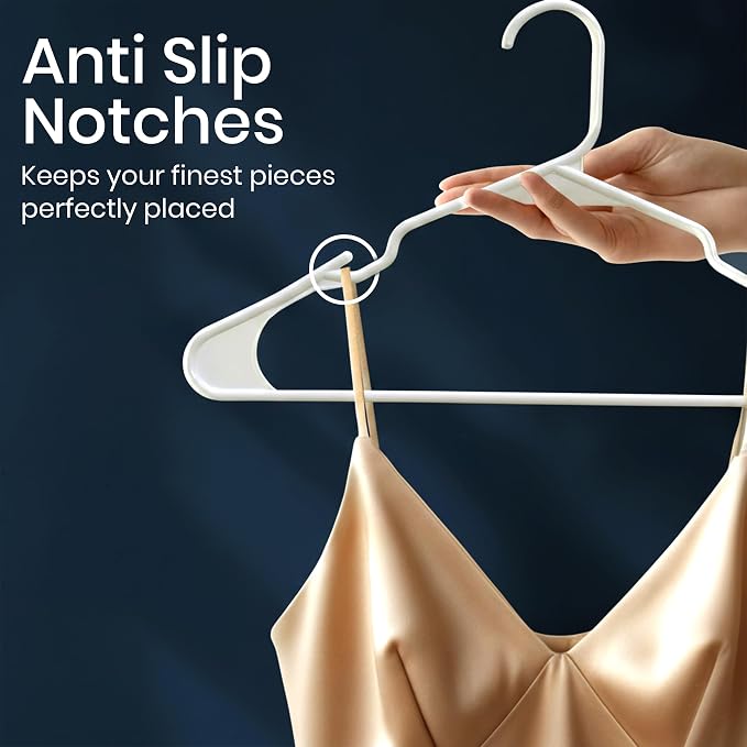 Utopia Home Plastic Hangers 200 Pack – Space Saving Clothes Hanger White | Durable & strong | Closet organizer & storage | Ideal for apartments, dorms & stocking stuffers