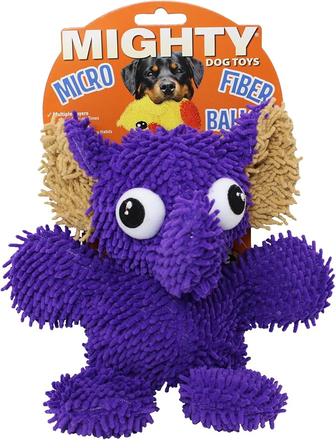 MIGHTY Tuffy Microfiber Medium Ball Elephant Dog Toy | Ultra Durable Plush Toy with Multiple Layers & Reinforced Seams , Washable and Floats , Mighty® Construction