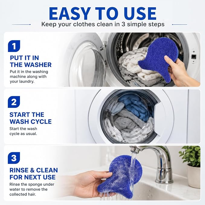 Pet Hair Remover for Laundry, Reusable Pet Hair Catcher(6PC,Blue) | Traps Dog & Cat Fur for Washer & Dryer, Reduce Lint & Dander from cloth, Must-Have Pet Hair Remover Tool