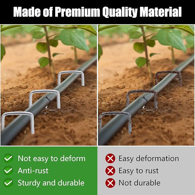 4 Inch 50 Pack Galvanized Landscape Staples 12 Gauge Anti-Rust Garden Stakes Landscaping Fabric SOD Pins Yard Stakes for Weed Barrier Fabric