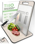 TIBO Titanium Cutting Board with Knife Sharpener, 14.3"L x 9.8"W Double-Sided Small Board (Titanium & Wheat Straw PP) for Meat, Fruit & Vegetable, Hand Wash
