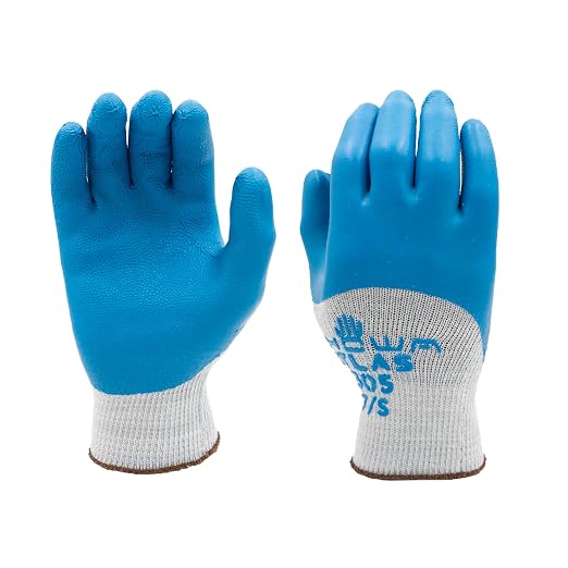 SHOWA Atlas 305 Natural Rubber Latex 3/4 Coated General Purpose Work Gloves with Poly/Cotton Liner, 10-Gauge, Medium (12 Pair)