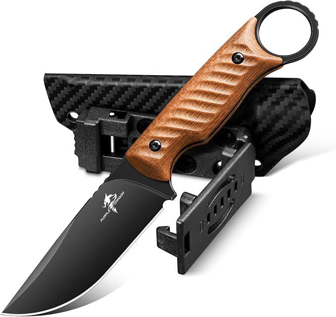 Purple Dragon Fixed Blade Knife with Kydex Sheath -Survival Knife Brown | Forged from a Single Piece of D2 Steel, Full Tang G10 Handle, Gift Box, for Outoor Camping