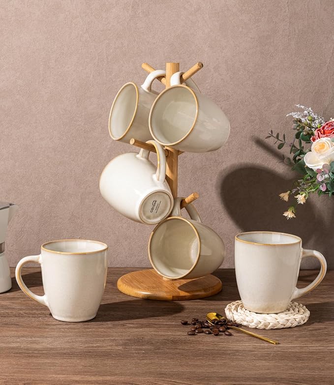 GBhome 12OZ Coffee Mugs Set of 4, Stoneware Coffee Mugs Set, Dishwasher & Microwave Safe