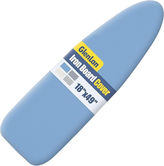 Ironing Board Cover and Pad, Extra Wide, 18" x 49", Blue | Aluminum Coating, Thick Scorch & Stain Resistant Padding, Heavy Duty Iron Board Cover with Elastic Edge, Adjustable Fastener