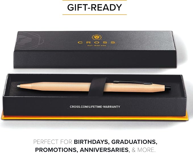Cross Classic Century Brushed Rose-Gold PVD Ballpoint Pen - Refillable Pen for Effortless Writing - Black Ink - Durable Construction - Premier Distinctive Look - Gift-Ready