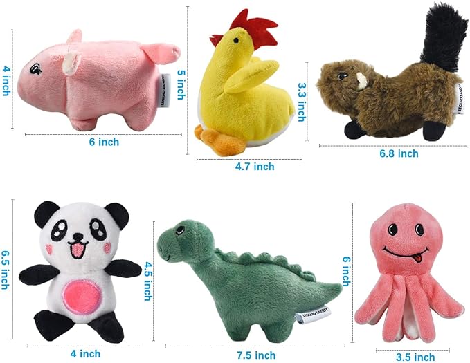 LEGEND SANDY Squeaky Plush Dog Toy 6 Pack for Puppy, Small Stuffed Puppy Chew Dog Toys Bulk with Squeakers, Cute Soft Pet Toy for Small Medium Size Dogs