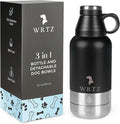 Portable Dog Water Bottle with 2 Removable Water Bowls for Dogs – Leak-Proof Insulated Stainless Steel Dog Water Bottle - Travel Accessories for Dogs - 32oz - Black